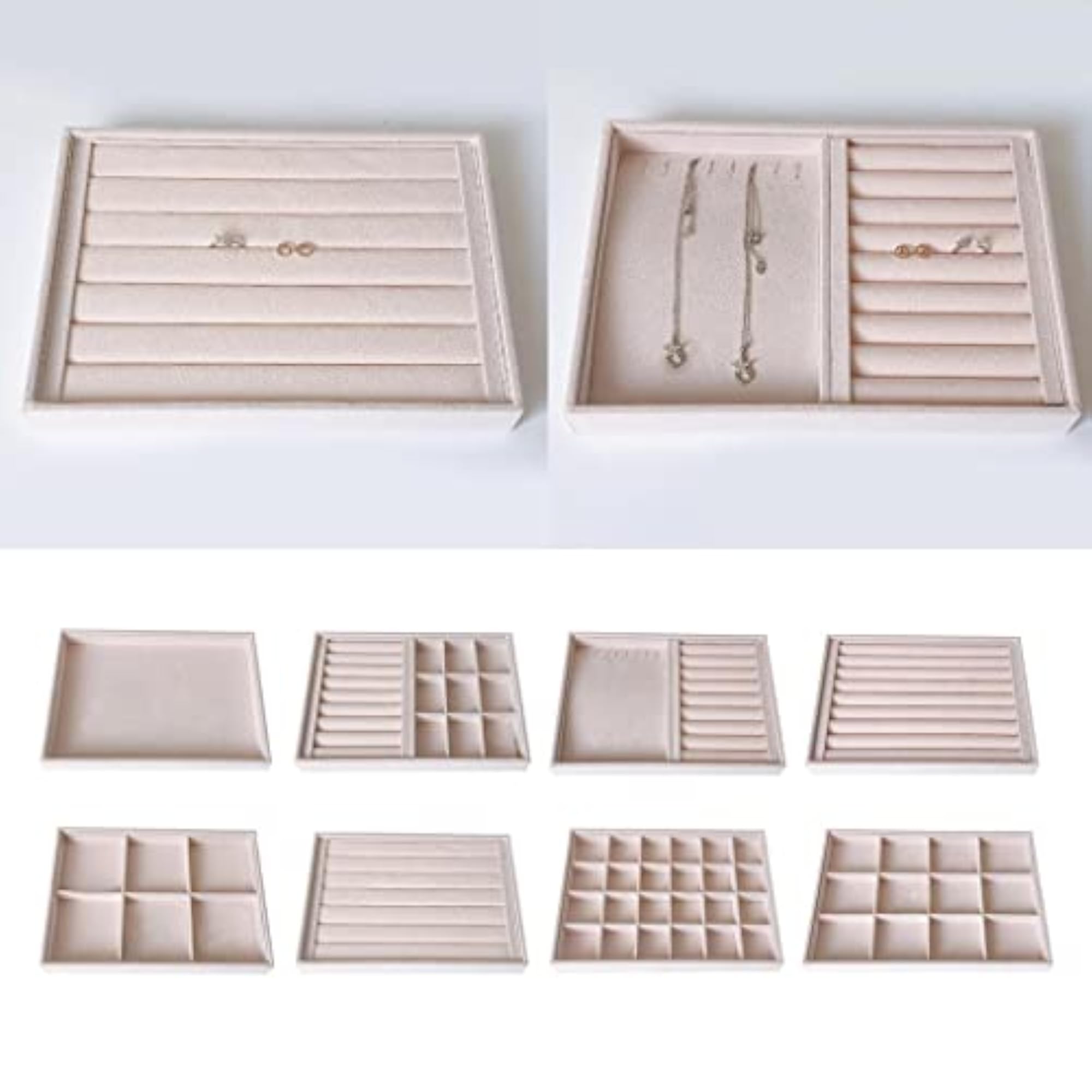 Velvet Stackable Jewelry Display Box Tray Case