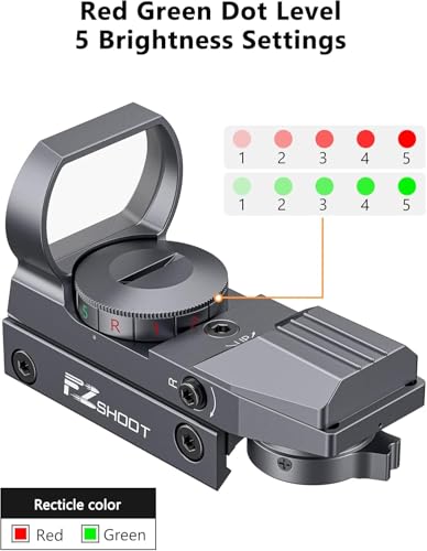 image for EZshoot Red Green Dot Gun Sight Scope Reflex Sight, 4 Adjustable Retic