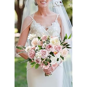 Alternative view of Serwalin Künstliche Blumen für selbstgemachte Hochzeitsstrauß, echt aussehende künstliche Rosen, Tafelaufsätze, Arrangements, Party, Brautschmuck, Babyparty, Heimdekoration