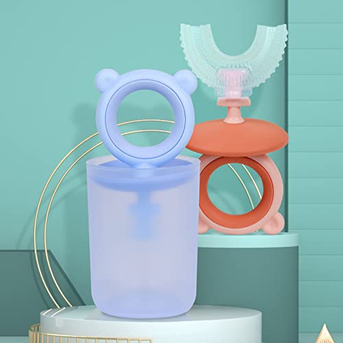 Coloround 2 Pack Kids U Shaped Toothbrush For Toddlers Age 2-6, Silicone Baby Toothbrush With Storage Cup, Baby Manual Training Toothbrush 360° Oral Teeth Care For Children #TOP5