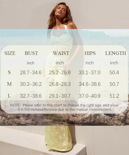 Image of ABINGOO Womens Sexy Halter Backless Maxi Dress Lace Ruched High Slit Summer Dresses Party Cocktail Prom Long Dress