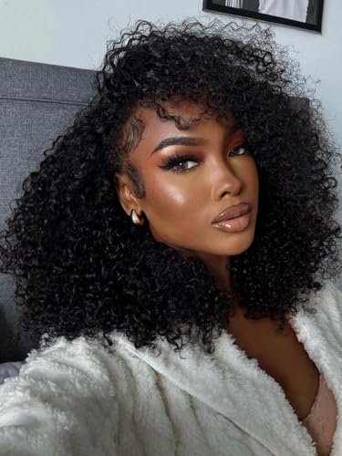 Beauty Forever Kinky Curly V Part Wig Human Hair Upgraded U Part Wigs for Women No Leave Out Glueless Wig Natural Color 150% Density 24inch