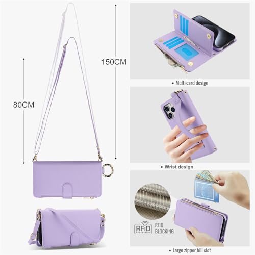 Étui iPhone X violet clair avec fermeture éclair et bandoulière - 7