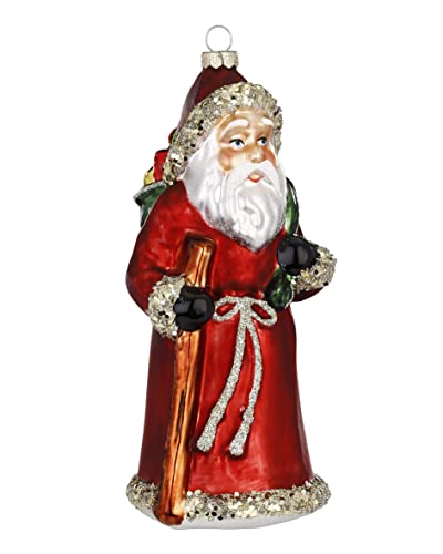 Inge-glas Christbaumschmuck Glas 14cm Weihnachtsmann mit Geschenksack Weihnachtskugeln Santa Claus rot