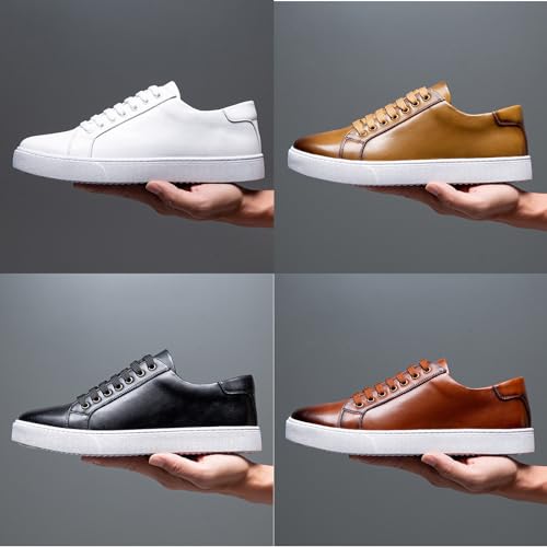 Men Fashion Leather Lace-Up Flat Oxfords Sneakers,Casual Low Top Comfortable Non Slip Walking Shoes Business Dress Shoes3