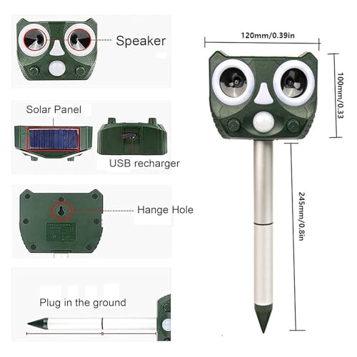 Solar Powered Ultrasonic Animal Repeller, Rodent Repellent for Lawns, Waterproof Outdoor Animal Deterrent Devices for Gopher Squirrel Raccoon Snake,Sound Frequency: 15kHz-18kHz (1 Pack) by Lsbtaucp - Image 6