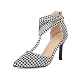 Women Hollow Out Ankle T-Strap D'Orsay Pumps Pointed Toe Stiletto Heel Back Zipper Office Lady Sexy