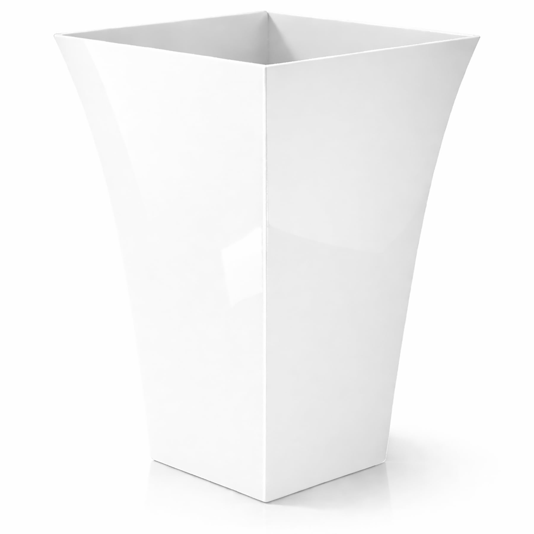 CrazyGadget® Large Milano Tall Planter Square Plastic Garden Flower Plant Pot Gloss Finish (1, White) — image 1