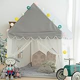 Kids Play Tent with Mat Grey, Ball String Lights, Avrsol Large Playhouse Children Play Castle Fairy...