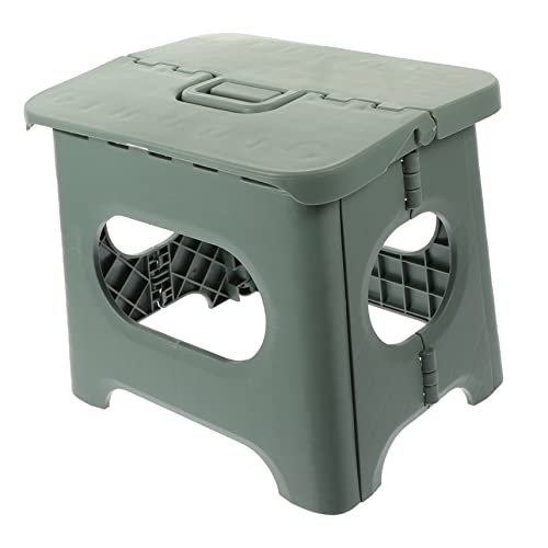 Mikikit Heavy Duty Stool with Handle Portable Plastic Folding Stool for Outdoor Fishing Camping and Home Use Ergonomic Design for Easy Carrying and Storage