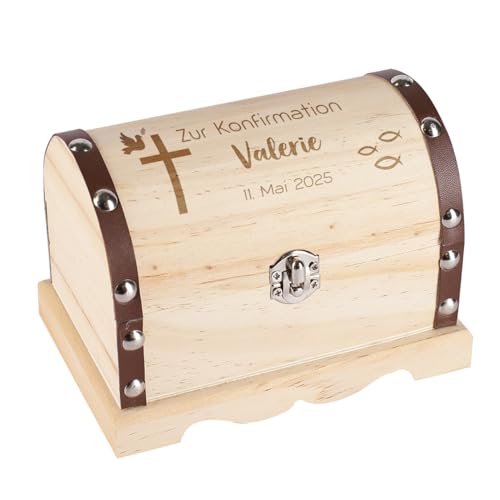 Striefchen® Personalisierte Schatztruhe mit Gravur als Geschenk zur Konfirmation, perfekte...