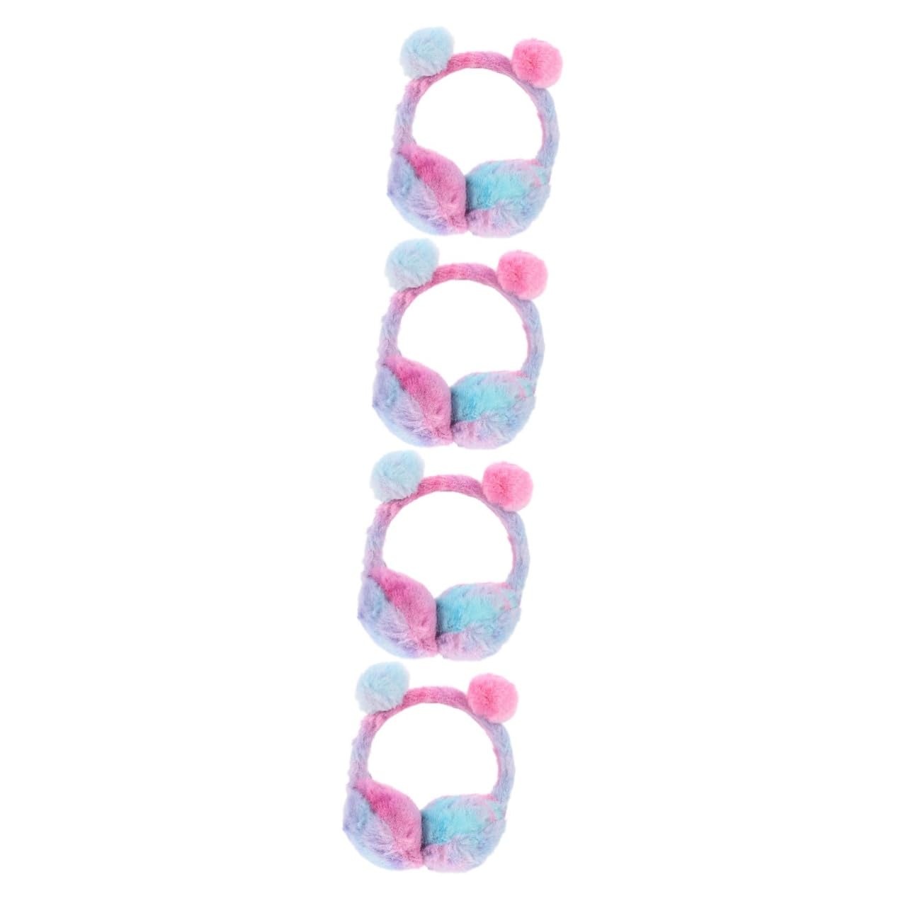 4pezzi Cuffie Peluche Per Paraorecchie Morbidi e Caldi Per Inverno Protezione Contro Freddo Design Carino Da Animale Accessorio Per Attività All Aperto e Uso Quotidiano