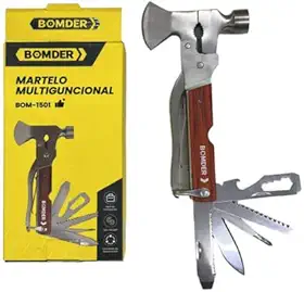 Kit Sobrevivência machadinha 13 em 1 Aço inox | Martelo tatico multifuncional pesca camping