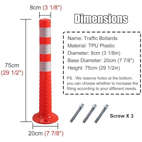 Cones flexíveis de segurança rodoviária para estacionamento privado pacote com 4, cones de poste del