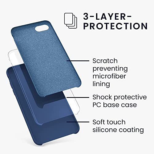 Image of VONZEE Liquid Silicone Soft Back Cover for iPhone 7 Case, Shockproof Slim Camera & Full Body Protection Non Yellowing Cover with Microfiber Lining & Logo Cut (4.7 Inch) -Blue