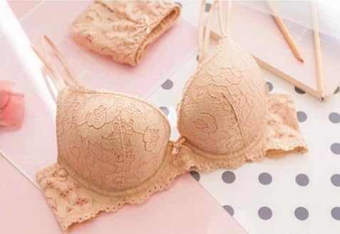 Image of Foxline Women's Lace Push Up Underwired Solid Lingerie Set