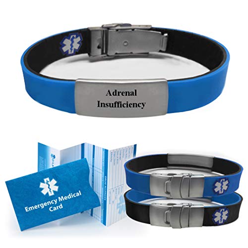 "ADRENAL INSUFFICIENCY" Sport/Slim Reversible Medical Alert ID Bracelet for Men and Women: Clothing, Shoes & Jewelry