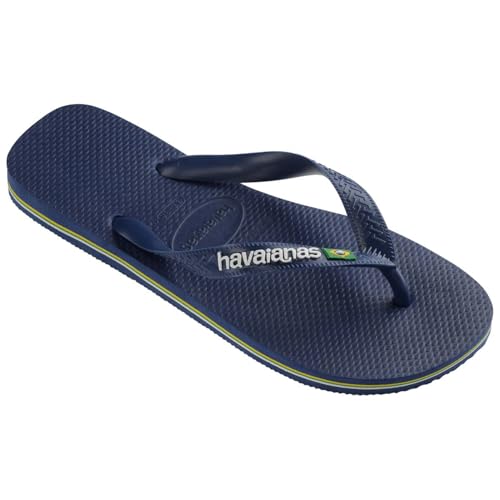Image of Havaianas Kid's Brazil Logo Flip Flop Sandal, Navy Blue, 10 M US Toddler