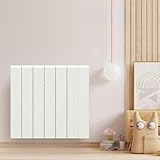 BATILEC   Radiateur à inertie ALU ZILO WiFi 1000 W   Chauffage électrique connecté Tuya, IP24, thermostat précis, 4 modes de chauffe, fil pilote 6 ordres, sécurité enfant