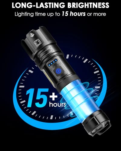Sigoobal Flashlights High Lumens Rechargeable, 99000 Lumens Bright Flash Light, Powerful LED Flashlights, 15h Runtime, IPX7 Waterproof Flashlights for Home, Camping, 7 Modes