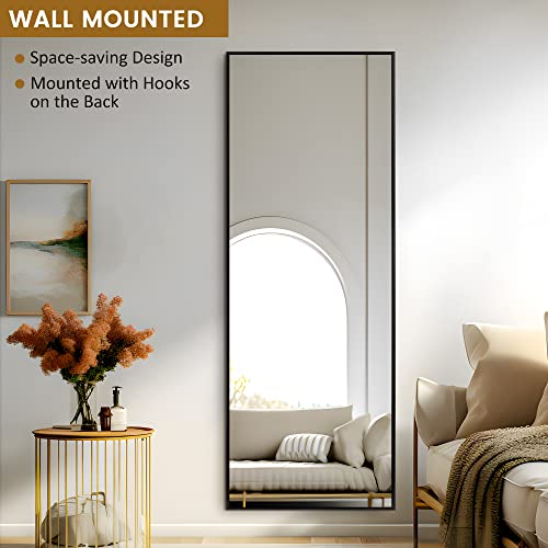 Image of PexFix Full Body Mirror Length with Black Aluminum Alloy Frame Stand Wall Mounted Hanging for Bedroom Bathroom Living Room Decor,51''x16'' (1015)