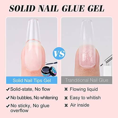 Nailive 15Ml Solid Gel Glue For Nail Tips, 3 In 1 Glue Gel Curing Needed Uv Nail Art Rhinestone Acrylic Press On Nails Easy Diy At Home #TOP2