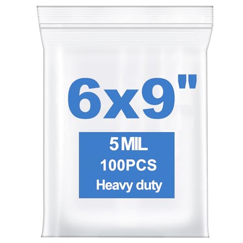 100PCS 6"x9" 5 Mil Thick Clear Zip Seal Lock Plastic Reclosable Poly Bag