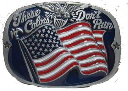 K's Novelties Belt Buckle These Color Don't Run with USA Flag BU297