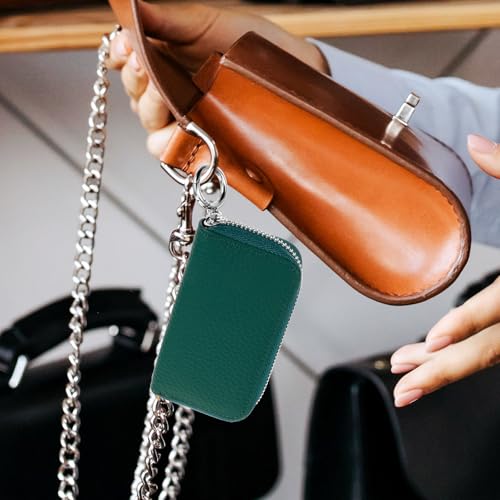 Estuche de coche para llaves de cuero verde ideal para el uso diario urbano 5