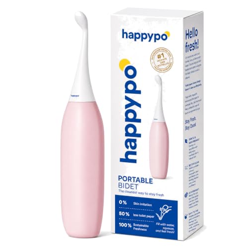 The Original HAPPYPO Portable Bidet l The Easy-Bidet 2.0 Replaces Wet Wipes and Shower Toilet l Portable Bidets Sprayer and Butt Shower for Travel - Peri Bottle Postpartum - Rose