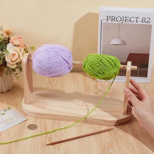 Image of OLYCRAFT Wooden Crochet Yarn Holder 1.3x0.5x0.6 Inch Ribbon Organizer Rack Storage Holder Single Revolving Yarn Storage for Crochet Handmade Wooden Yarn Dispensers Crochet Tools
