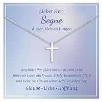 Kreuz Kette Jungen Kommunion Geschenke - Echt Silber 925 Halskette mit Kreuz Anhänger für Jungs Kinder, Kreuzkette 925 Sterling Silber Firmung Geburt ErstKommunion Konfirmation Taufgeschenk für Jungen