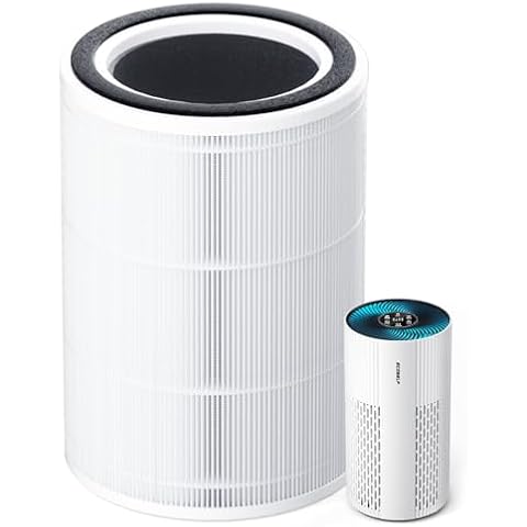 Air Purifier Replacement Filter for ECOSELF HAP604, 3-In-1 Air Filter Efficiency Activated Carbon Filtration System, 1 Pack, White Cover