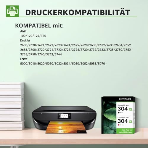 304 XL 304XL Druckerpatronen Multipack 5030 3750 2630 Patronen Kompatibel für HP 304 Druckerpatronen Schwarz und Farbe für HP304 für HP… – Ansicht 2