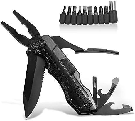 Meedasy Multitool Knife 5-in-1 Portable Pocket Folding Plier, Safety Lock Tactical Tools with Screwdriver/Driver bit, Mutipurpose Outdoor Survival/Camping/Fishing/Hunting/Hiking
