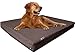Dogbed4less Extra Large Premium Orthopedic Memory Foam Dog Bed with Durable Brown Denim Cover, Waterproof Liner and Extra Pet Bed Case, Gel Cooling 47X29X4 Pad