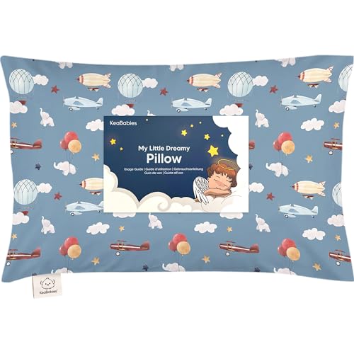 Image of Toddler Pillow with Pillowcase, 13x18 My Little Dreamy Pillow (Up & Away) | Kids Travel Bed Pillow for Sleep, Organic Cotton Small Pillowcase, Soft, Breathable, Machine Washable, Toddlers 2-5 years old
