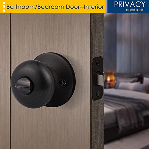 1 Pack Privacy Door Knob For Bedroom And Bathroom Door, Oil Rubbed Bronze Keyless Interior Door Lock #TOP2