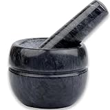 Aisiming Mortar and Pestle Set Polished Natural Marble Stone Guacamole Molcajete Bowl with Base Sili