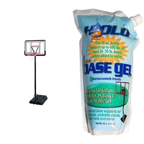 Lifetime Pro Court Height Adjustable Portable Basketball System, 44 Inch Backboard, Red/White & Basegel Basketball Goal Portable Bases Polymer, 16-Ounce #TOP22