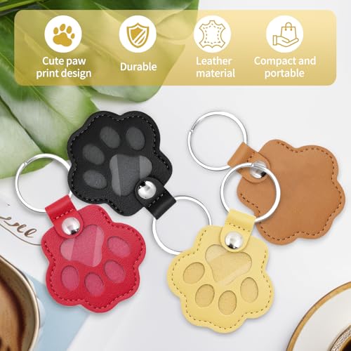 SUBRINGE Schlüsselanhänger für Tierhaare, Leder Katze Pfote Keychain, Hundehaar Sammler, Gedenkgeschenk für Hunde Katzen (Schwarz)