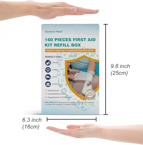 General Medi RE-160PCS 160 Piece First Aid Kit Bag Refill Kit - Includes Instant Cold Pack, Bandages,Emergency Blanket, Moleskin Pad, Gauze - Extra Replacement Medical Supplies thumb #1