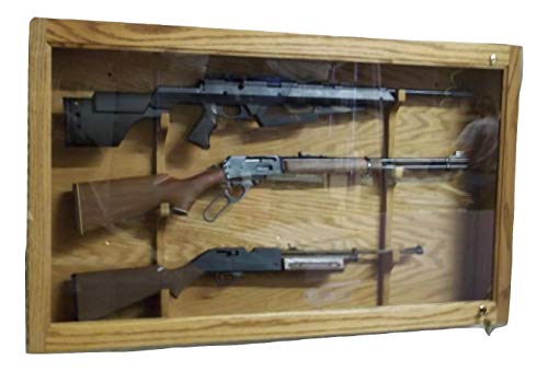 Handmade 3 Gun Wooden Locking Display Cabinet Case - Red Oak With Golden Oak Finish #TOP14