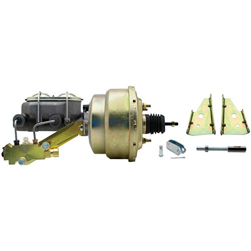 Speedway Motors Power Brake Booster Conversion Kit Compatible With 1964-1972 GM A F X Body Comes With 8 Inch Dual Booster, 1-1/8 Inch Bore Master Cylinder, Disc to Disc System
