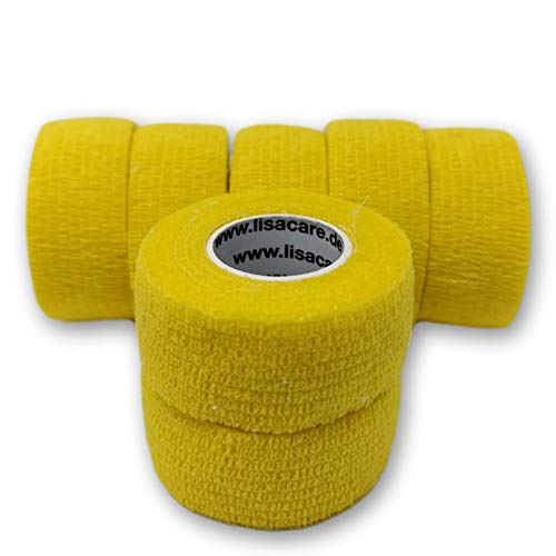 Mezcla de color de 7 piezas Apósito de escayola LisaCare, escayola para dedos, escayola para rodillos, escayola elástica Escayola infantil sin adhesivo y sin látex (amarilla)