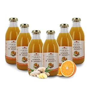 Succo Di Frutta All’Arancia E Zenzero In Vetro, 6 Bottiglie Da 750 Ml, Tot. 4,5 Litri