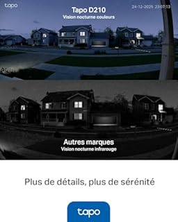 Tapo D210 Sonnette sans Fil avec caméra Exterieur 2K 3MP, IP65 étanche, Ultra Grand Angle 160°, Vision Nocturne en Couleur, Détection Humaine AI Gratuite, Audio Bidirectionnel, Installation Facile