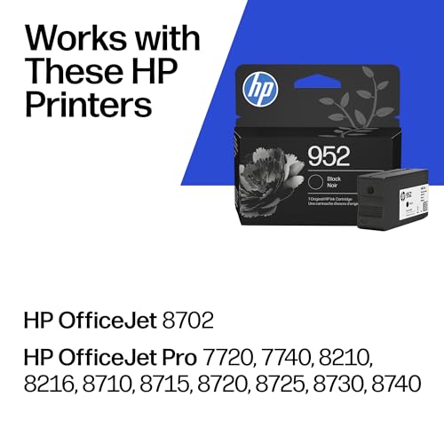 Image of HP 952 Black Ink Cartridge | Works with OfficeJet 8702, Pro 7720, 7740, 8210, 8710, 8720, 8730, 8740 Series | F6U15AN