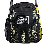 Rawlings | SAVAGE Backpack Equipment Bag | T-Ball / Baseball / Softball | Black/Camo