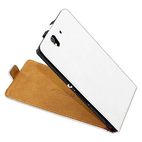ebestStar - Coque Compatible avec Sony Xperia Z C6602, L36H Etui Housse PU Cuir Rabat Ultra Fin (Ultra Slim Case), Blanc [Appareil: 139 x 71 x 7.9mm, 5.0'']